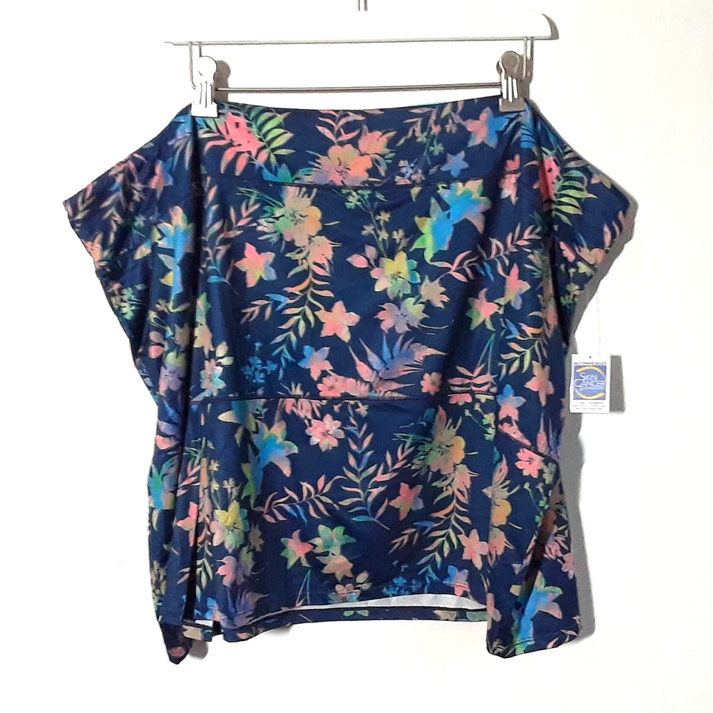 Reel Legends Skort Blue Floral Beach, size 3X, NWT! Orig $32 Pleat Active Swim